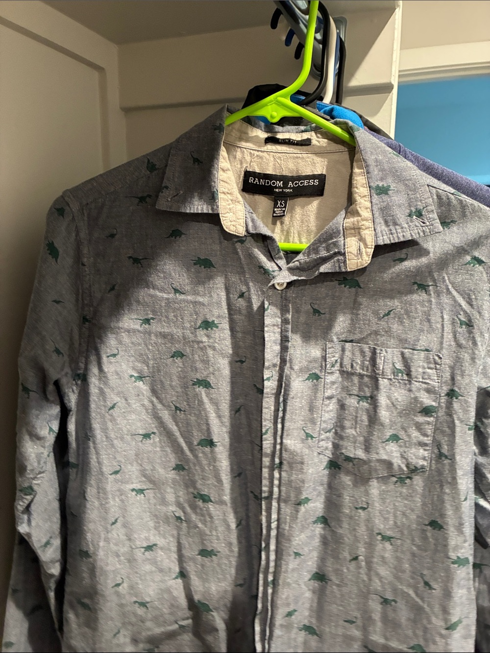 Men's Light Gray Printed Button-Down Shirt - XS